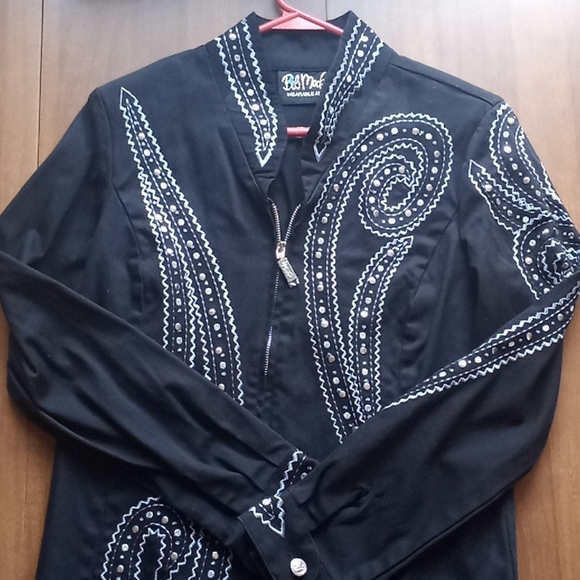 Bob Mackie Wearable Art Zip Up Black Embroidered Western Style Jacket Coat - Picture 1 of 4